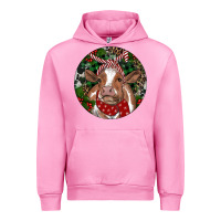 Fuchsia Pink Brown Cow Christmas Urban Hoodie - RanaPortraitStore