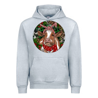 Heather Grey Brown Cow Christmas Urban Hoodie - RanaPortraitStore