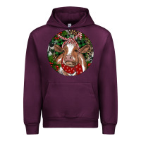 Mauve Wine Brown Cow Christmas Urban Hoodie - RanaPortraitStore