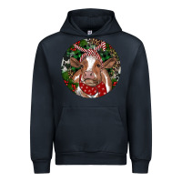 Navy Brown Cow Christmas Urban Hoodie - RanaPortraitStore