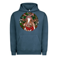 Pigment Midnight Navy Brown Cow Christmas Urban Hoodie - RanaPortraitStore