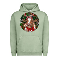 Pigment Oil Green Brown Cow Christmas Urban Hoodie - RanaPortraitStore
