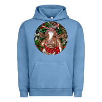 Pigment Pebble Blue Brown Cow Christmas Urban Hoodie - RanaPortraitStore