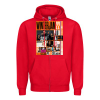 Red Winter Jam Zipper Hoodie - linhVisuals