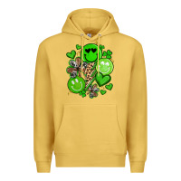 Antique Gold st patrick's day green smile Premium Hoodie - Artiststas