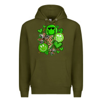 Army Green st patrick's day green smile Premium Hoodie - Artiststas