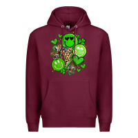 Burgundy st patrick's day green smile Premium Hoodie - Artiststas