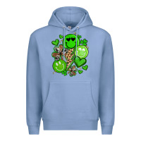 Colony Blue st patrick's day green smile Premium Hoodie - Artiststas