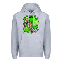 Heather Grey st patrick's day green smile Premium Hoodie - Artiststas
