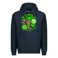 Navy st patrick's day green smile Premium Hoodie - Artiststas