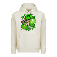 Oatmeal Heather st patrick's day green smile Premium Hoodie - Artiststas