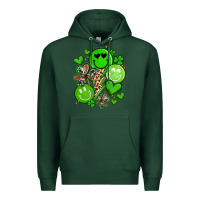 Sports Green st patrick's day green smile Premium Hoodie - Artiststas