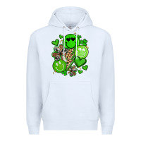 White st patrick's day green smile Premium Hoodie - Artiststas