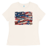 Bone Leopard glitter American flag Ladies Tee - FaDigitalArtStudio