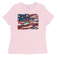 Bubblegum Pink Leopard glitter American flag Ladies Tee - FaDigitalArtStudio