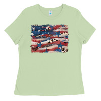 Matcha Leopard glitter American flag Ladies Tee - FaDigitalArtStudio