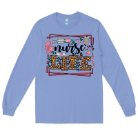 Colony Blue Nurse life leopard frame Long Sleeve Tee - LillyAllenDesigns