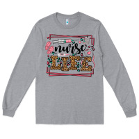 Heather Grey Nurse life leopard frame Long Sleeve Tee - LillyAllenDesigns