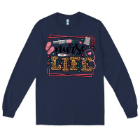 Navy Nurse life leopard frame Long Sleeve Tee - LillyAllenDesigns