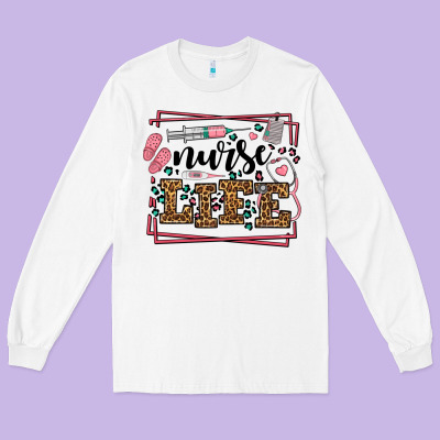 Nurse Life Leopard Frame Long Sleeve Tee Designed By Lillyallendesigns