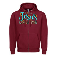 Burgundy jesus loves you Zipper Hoodie - JahusDesignShop