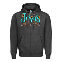 Charcoal Heather jesus loves you Zipper Hoodie - JahusDesignShop
