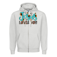 Dove Grey jesus loves you Zipper Hoodie - JahusDesignShop