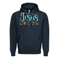 Navy jesus loves you Zipper Hoodie - JahusDesignShop