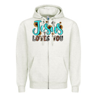 Oatmeal Heather jesus loves you Zipper Hoodie - JahusDesignShop