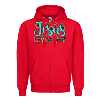 Red jesus loves you Zipper Hoodie - JahusDesignShop