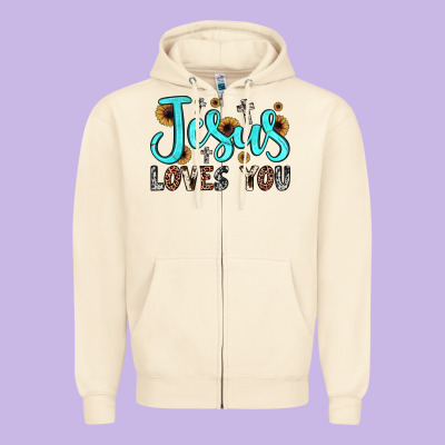 Jesus Loves You Zipper Hoodie Designed By Jahusdesignshop