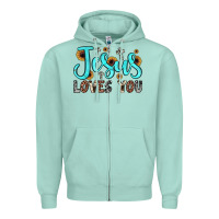 Seafoam jesus loves you Zipper Hoodie - JahusDesignShop