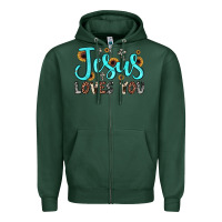 Sports Green jesus loves you Zipper Hoodie - JahusDesignShop