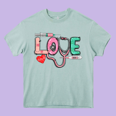 Love Nursing Heavy Core Tee Designed By Cowgirlartshop