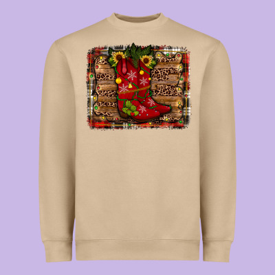 Cowboy Boots Christmas Heavyweight Sweatshirt Designed By Jahusdesignshop