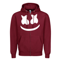 Burgundy mello face Zipper Hoodie - linhVisuals