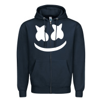 Navy mello face Zipper Hoodie - linhVisuals