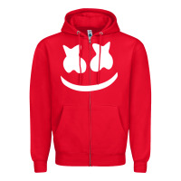 Red mello face Zipper Hoodie - linhVisuals