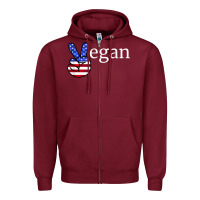 Burgundy peace american flag vegan Zipper Hoodie - linhVisuals