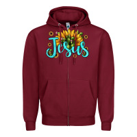 Burgundy jesus sunflower Zipper Hoodie - JahusDesignShop