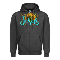 Charcoal Heather jesus sunflower Zipper Hoodie - JahusDesignShop