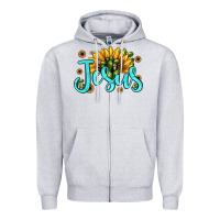 Heather Grey jesus sunflower Zipper Hoodie - JahusDesignShop