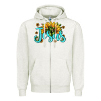 Oatmeal Heather jesus sunflower Zipper Hoodie - JahusDesignShop