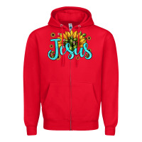 Red jesus sunflower Zipper Hoodie - JahusDesignShop