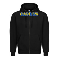 Black capcom Zipper Hoodie - linhVisuals