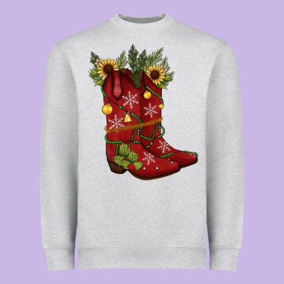 Christmas Boots Heavyweight Sweatshirt Designed By Jahusdesignshop