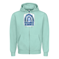 Seafoam child abuse prevention awareness blue rainbow bleached Zipper Hoodie - linhVisuals