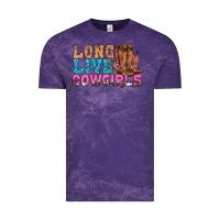 Cloud Purple Western Long Live Cowgirls With Roses Vintage Tee - BundleAndBundleShop