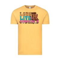 Vintage Mustard Western Long Live Cowgirls With Roses Vintage Tee - BundleAndBundleShop