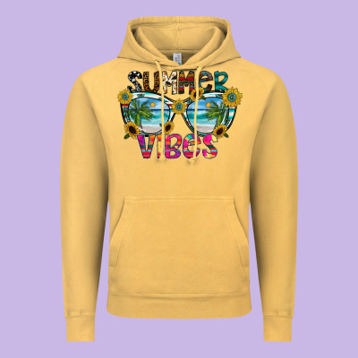 Summer Vibes Vintage Hoodie Designed By Cowhidedigitalart